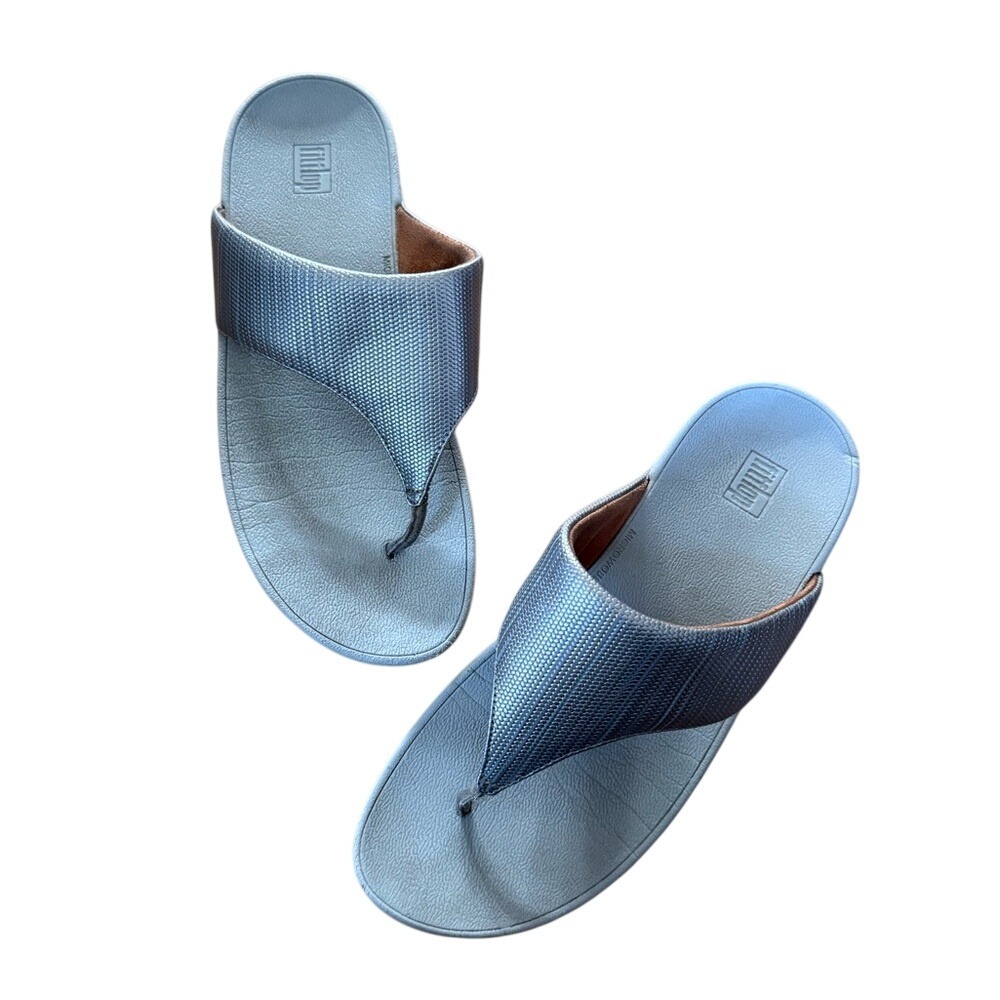 Fitflop Women's Olive Textured Glitz Toe-Post Sandals‎ in gold metallic